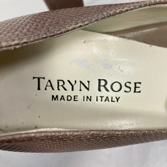 Taryn Rose Pumps Womens 7.5 Taupe Brown Snake Leather Pumps Heels Peep Toe Italy - Picture 8 of 10